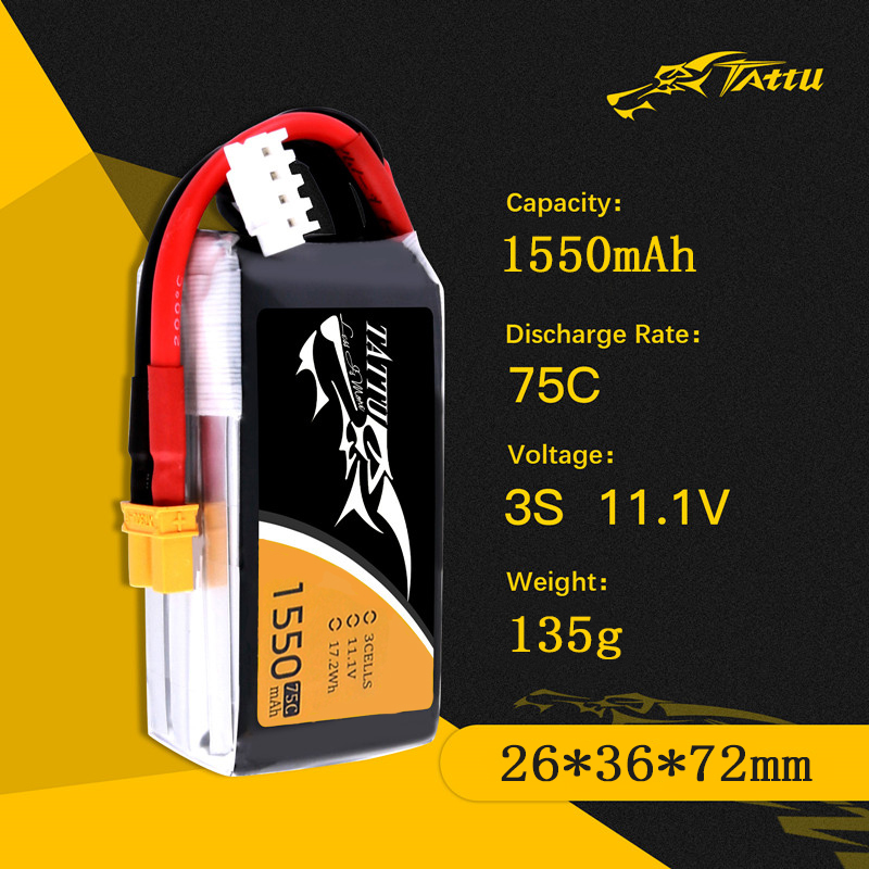 Batteria TATTU 3S 11.1V 1550mA - Drone Battery Connector recensione e prezzo